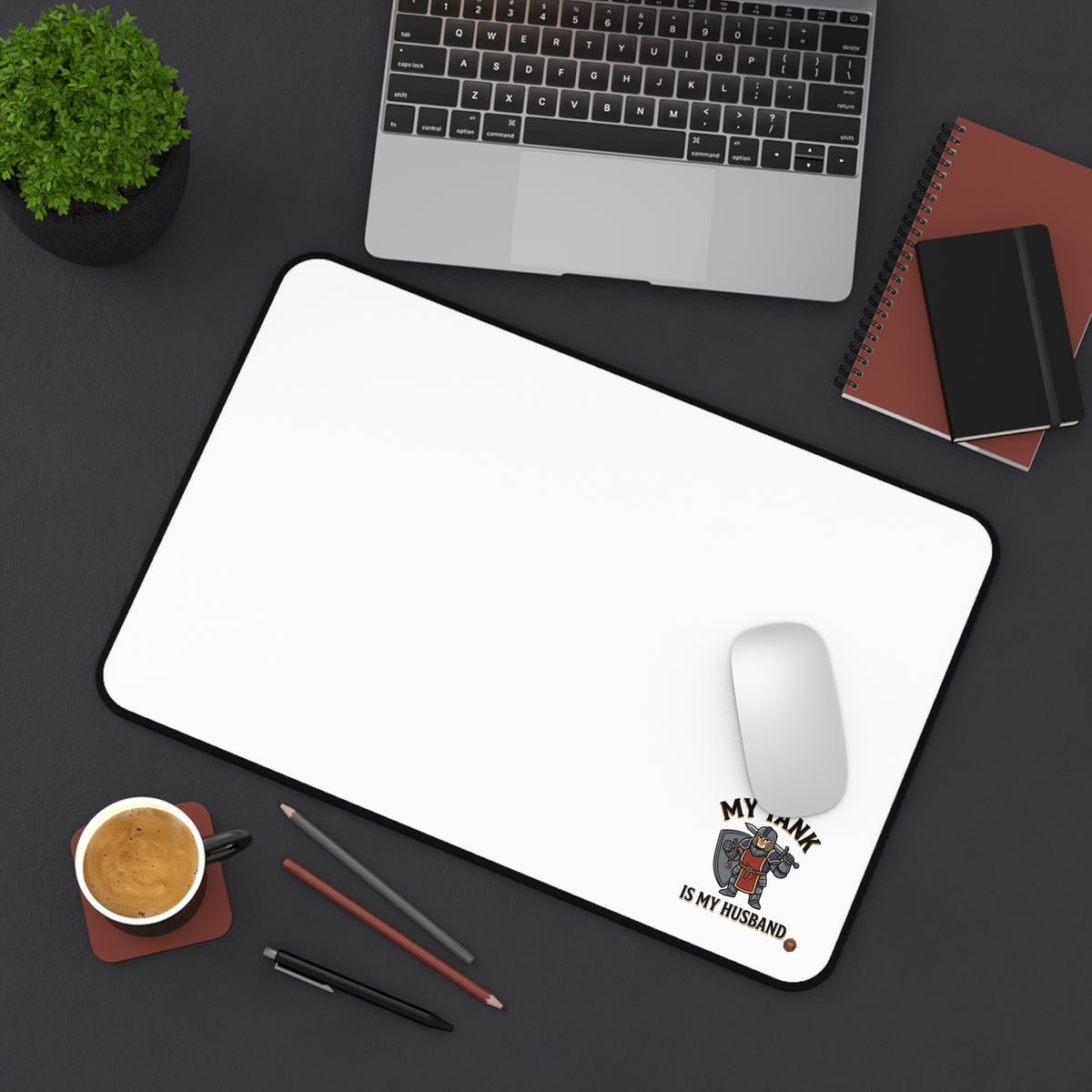 Desk Mat — "My Tank Is My Husband" Military Gamer Mousepad Desk Mat