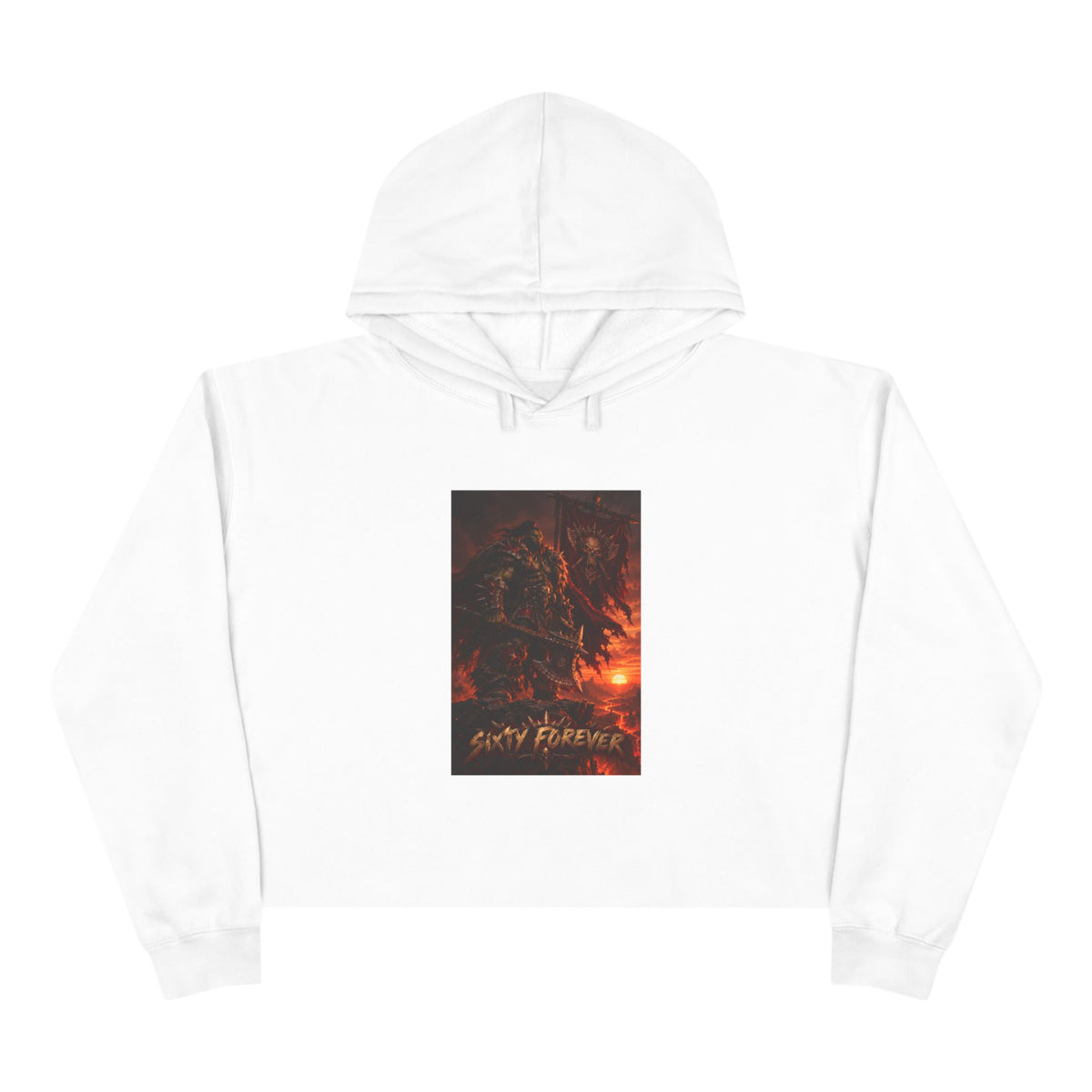 Crop Hoodie — Fiery Palm Sunset Graphic Crop Hoodie