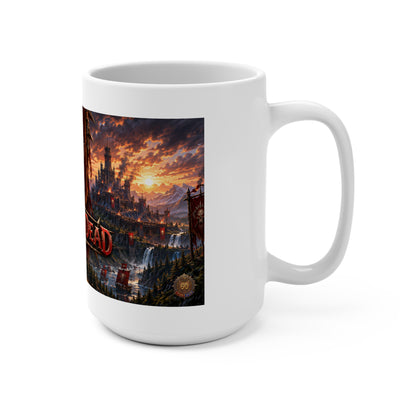 Red Till Dead Skull Banner 15oz Mug — Gothic Fantasy Coffee Cup