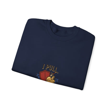 Crewneck Sweatshirt — “I Pull, She Heals” Veterinary/Animal Rescue Crewneck