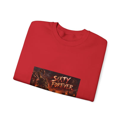 Sixty Forever Crewneck Sweatshirt — Gothic Fire Graphic Sweatshirt