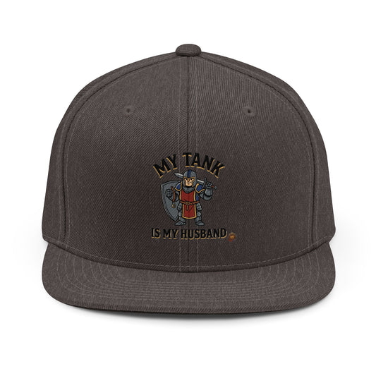 My Tank Is My Husband Embroidered Snapback Hat - Gamer Tank Top Lover Cap