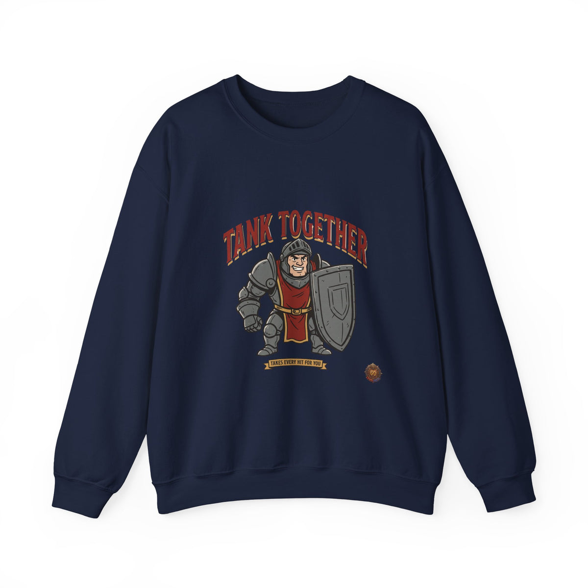 Tank Together Crewneck Sweatshirt — Funny RPG Tank Companion Graphic