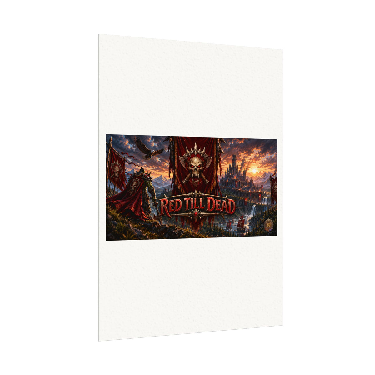 Red Till Dead Gothic Skull Poster — Textured Watercolor Matte Print