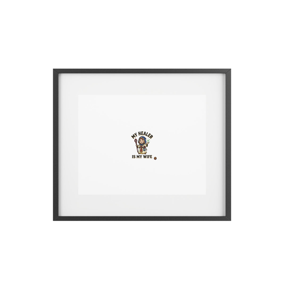 Framed Poster — “My Healer Is My Wife” Vintage Nurse Dog Illustration, Matte Wall Art