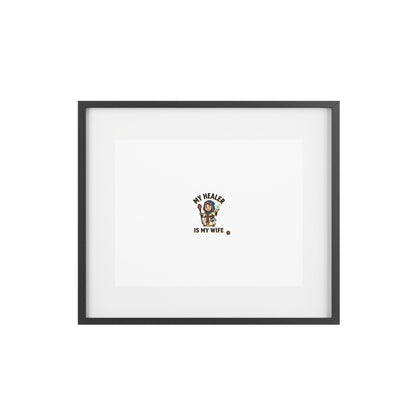 Framed Poster — “My Healer Is My Wife” Vintage Nurse Dog Illustration, Matte Wall Art