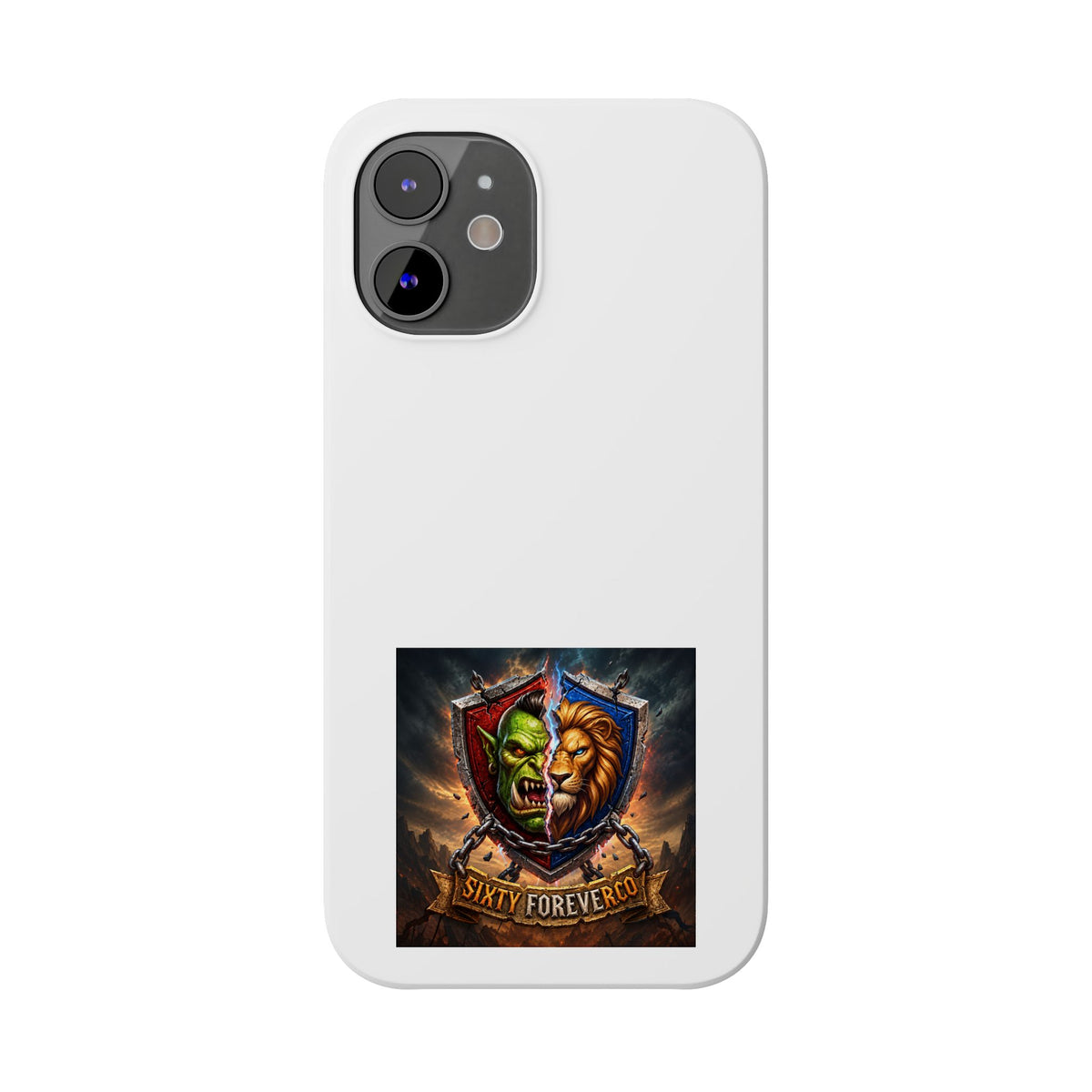 Slim Phone Case — Fantasy Shield Orc & Lion Crest "Sixty Forever"
