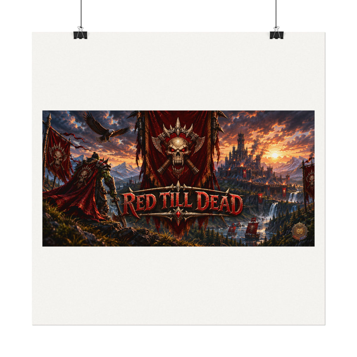 Red Till Dead Gothic Skull Poster — Textured Watercolor Matte Print