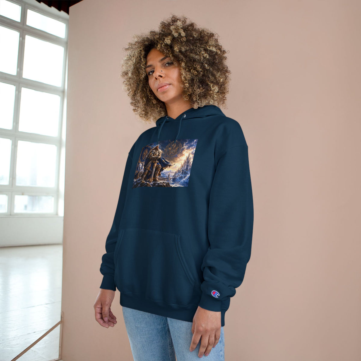 Viking Warrior Winter Hoodie – Norse Longship Battle Graphic