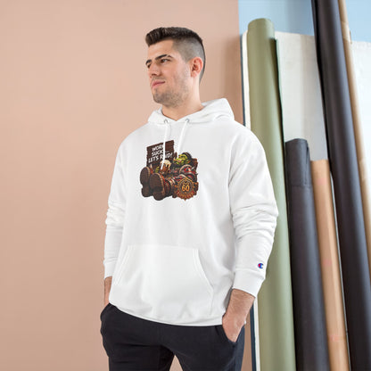 Champion Hoodie — 'Work Hard, Play Hard' Retro Thanksgiving Harvest Graphic