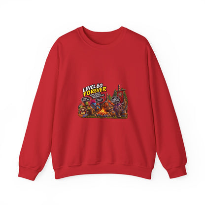 Crewneck Sweatshirt — "Level 60 Forever" Gamer Campfire Design