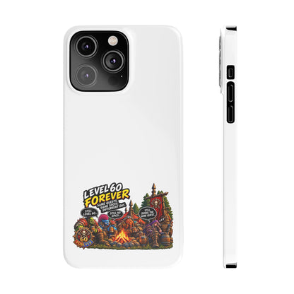 Level 60 Forever Slim Phone Case — Retro RPG Camping Gamer Design