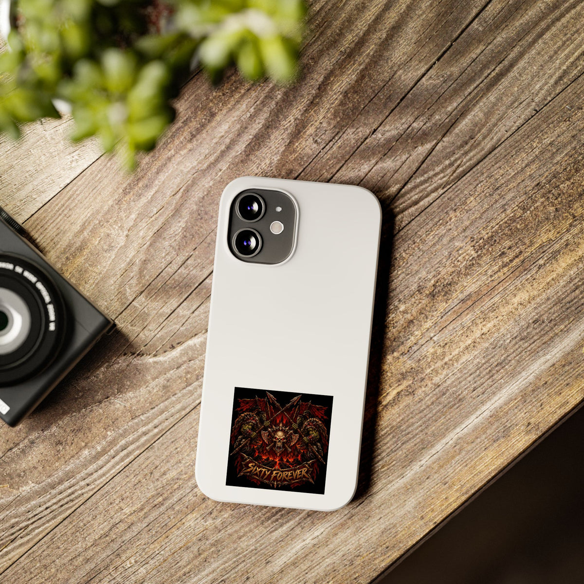 Slim Phone Case — 'Sixty Forever' Gothic Skull & Wings Design