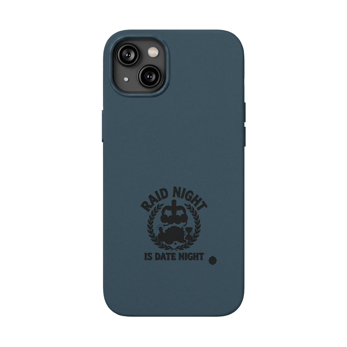 Engraved PU Leather Phone Case — 'Raid Night' Embossed Protective Cover