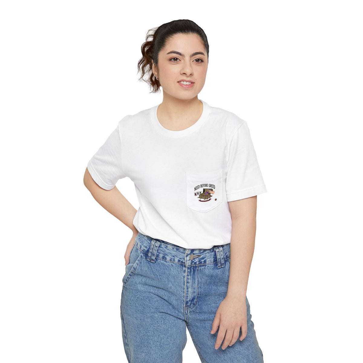 Pocket T‑Shirt — 'Coffee Before Talkie' Retro Coffee Pocket Tee