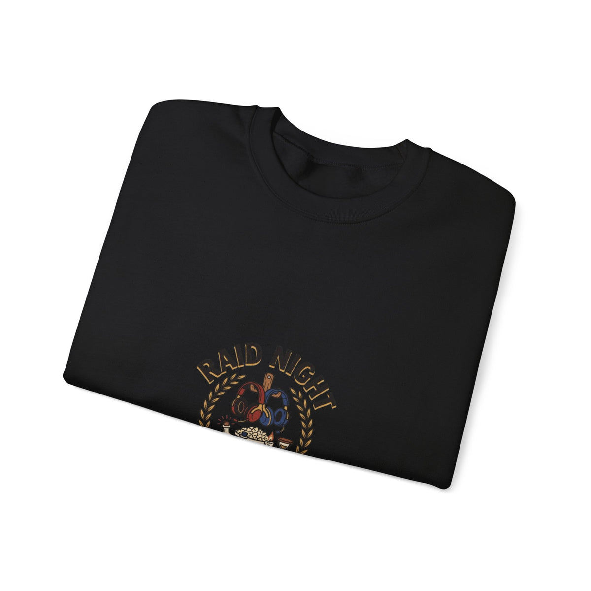 Crewneck Sweatshirt — "Raid Night Is Date Night" Vintage Crest