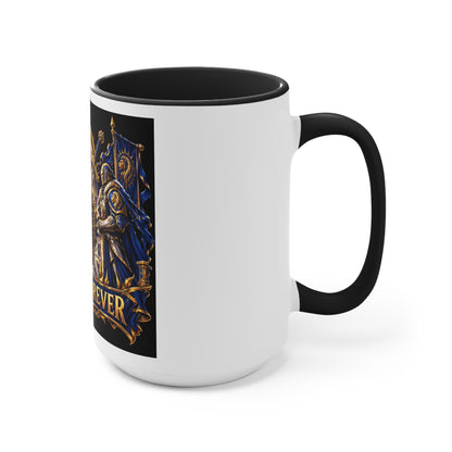 Sixty Forever Accent Mug — Medieval Crest Lion Shield Birthday Coffee Cup