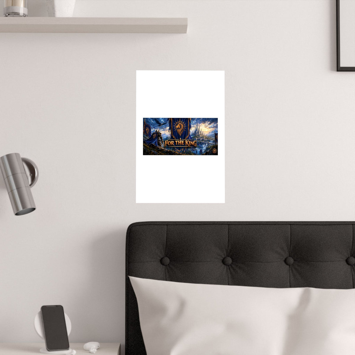 For The King Satin Poster — Fantasy Castle & Lion Banner Wall Art