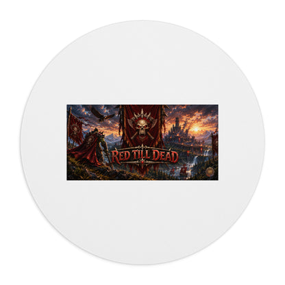 Red Till Dead Gothic Battle Mouse Pad — Skull Banner Gaming Desk Mat