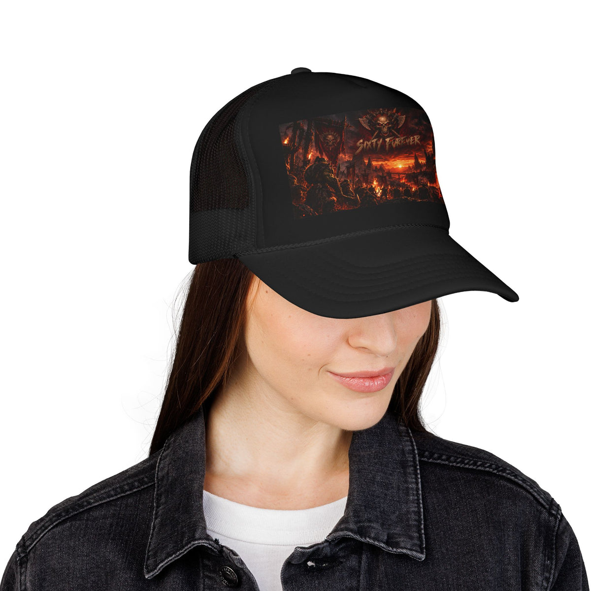 Foam Trucker Hat — Dark Fantasy 'Satanic' Apocalypse Graphic Cap