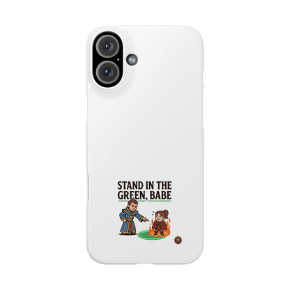 Stand in the Green, Babe Slim Phone Case — Funny Golf Cartoon Phone Cover