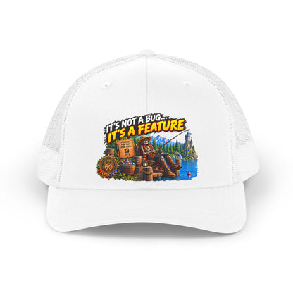 Retro Trucker Hat — "It's Not a Bug... It's a Feature" Camping Patch