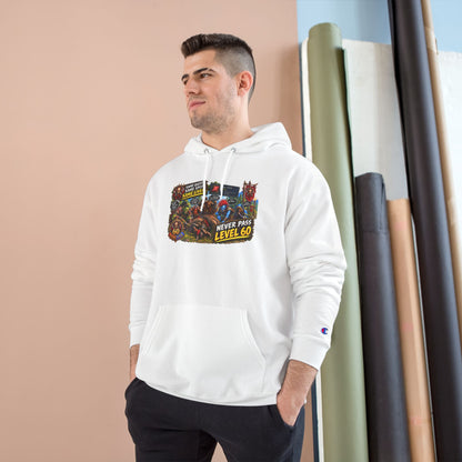 Gaming Champion Hoodie — "Never Pass Level 60" Retro RPG Graphic Hoodie