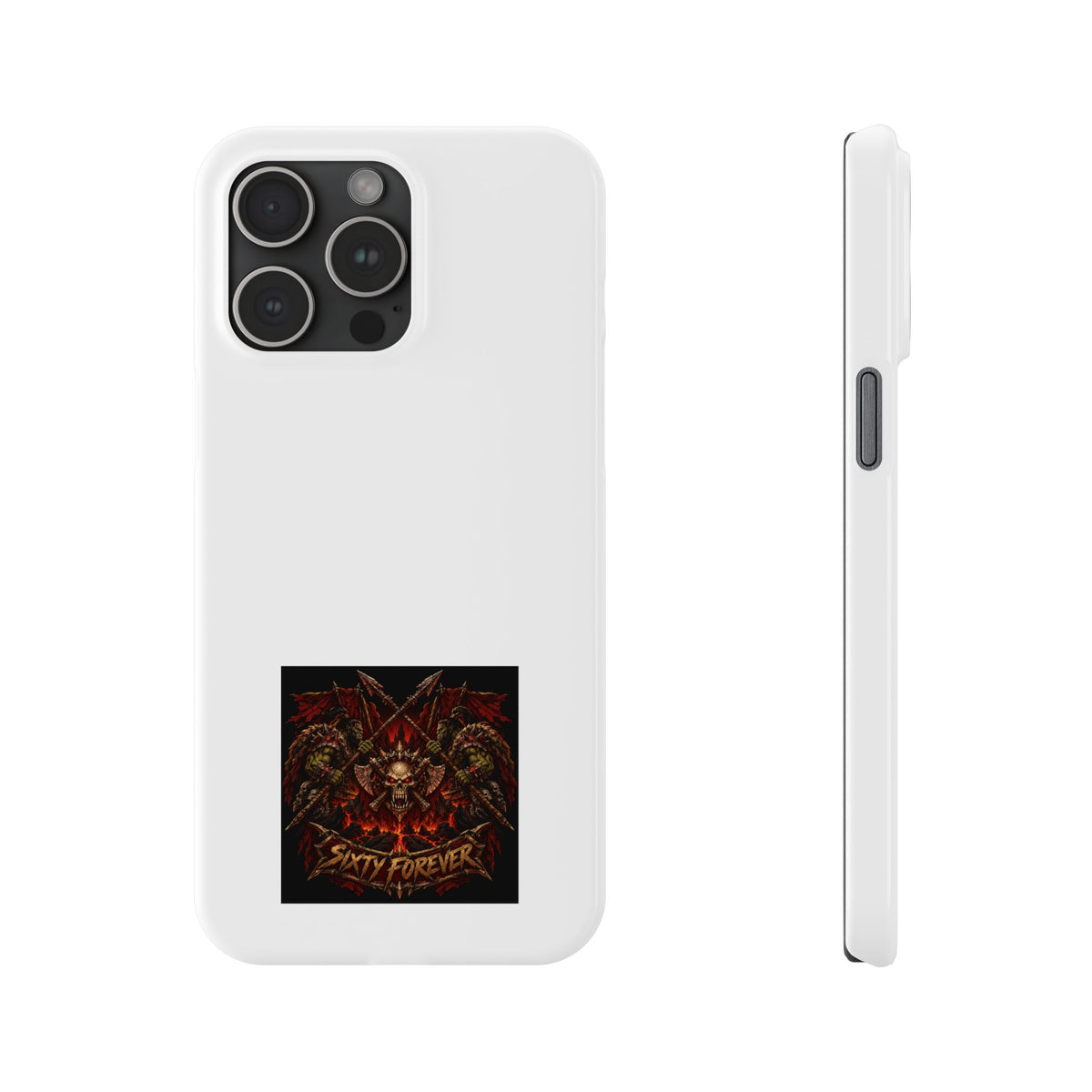 Slim Phone Case — 'Sixty Forever' Gothic Skull & Wings Design