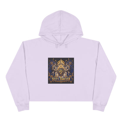 Sixty Forever Cropped Hoodie — Vintage Gothic Crest Graphic