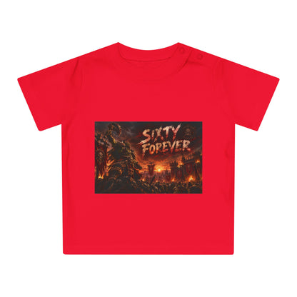 Baby Tee — "Sixty Forever" Fiery Monster Graphic