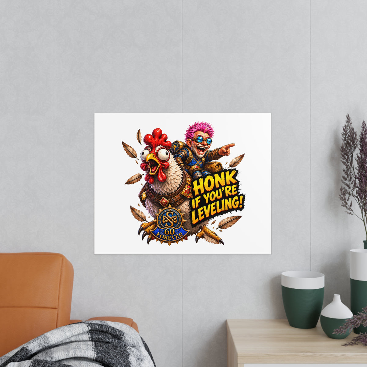 Honk If You're Leveling! Photopaper Poster – Gamer Chicken Art Print