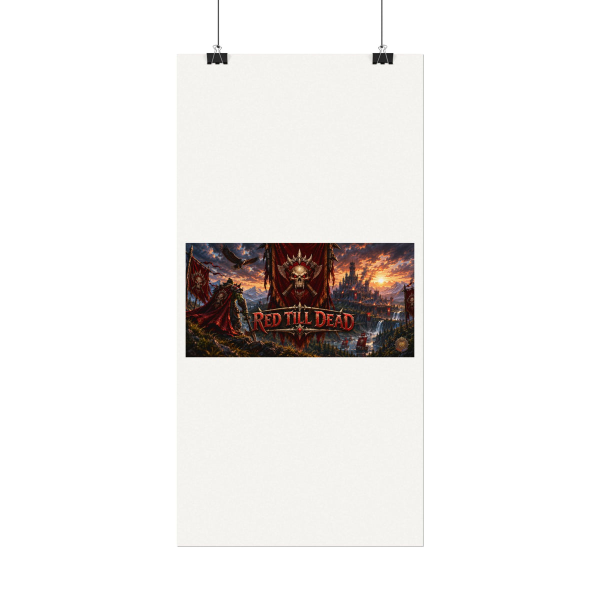 Red Till Dead Gothic Skull Poster — Textured Watercolor Matte Print