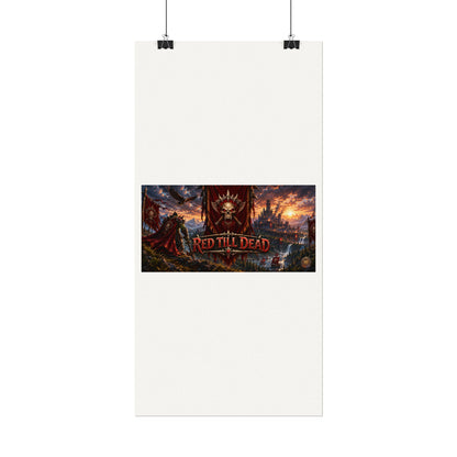 Red Till Dead Gothic Skull Poster — Textured Watercolor Matte Print