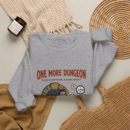 One More Dungeon Crewneck Sweatshirt — Gamer RPG Adventure Pullover