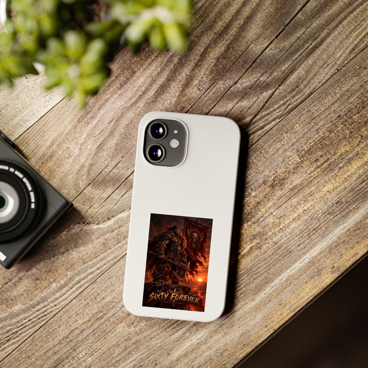 Slim Phone Case — Dark Viking Warrior 'Sixty Forever' Graphic