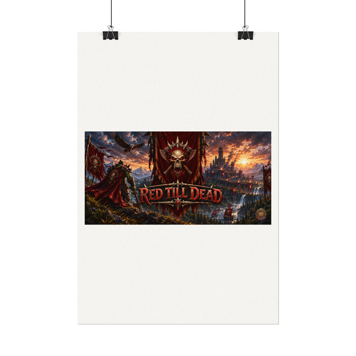 Red Till Dead Gothic Skull Poster — Textured Watercolor Matte Print