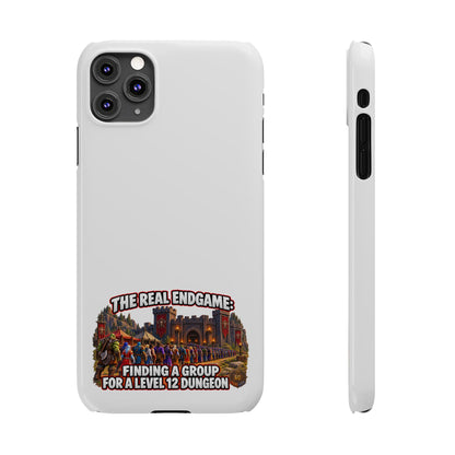Phone Case — “The Real Endgame: Finding a Group for a Level 12 Dungeon” Gamer Design