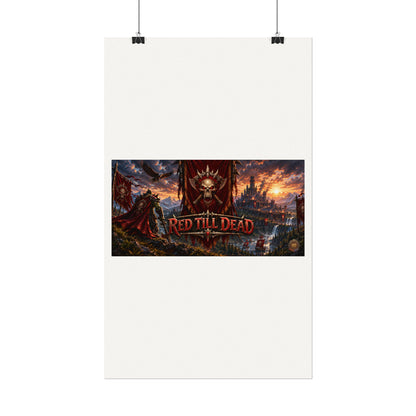 Red Till Dead Gothic Skull Poster — Textured Watercolor Matte Print