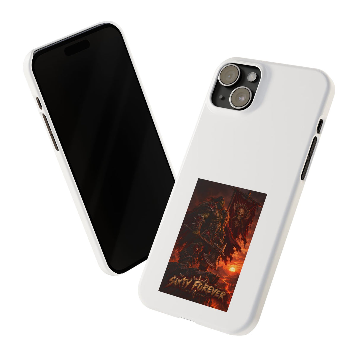Slim Phone Case — Dark Viking Warrior 'Sixty Forever' Graphic