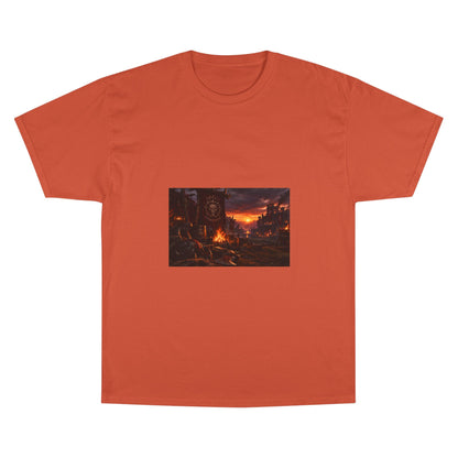 Champion T-Shirt — Dark Fantasy Volcano Landscape Graphic Tee