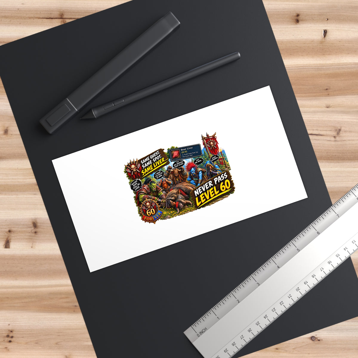 Never Pass Level 60 Bumper Sticker – Gamer Retro MMO Sticker