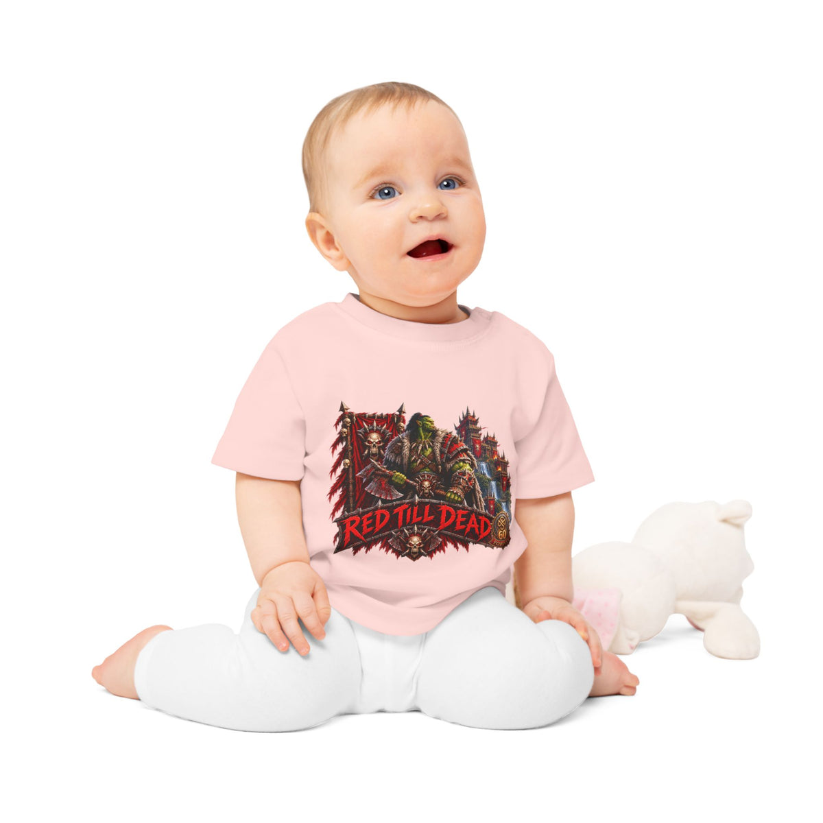 Baby T-Shirt — "Red Till Dead" Fantasy Orc & Warrior Graphic Tee