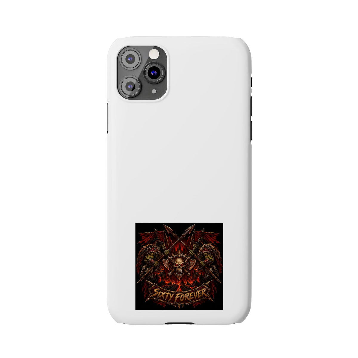 Slim Phone Case — 'Sixty Forever' Gothic Skull & Wings Design