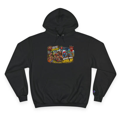 Gaming Champion Hoodie — "Never Pass Level 60" Retro RPG Graphic Hoodie