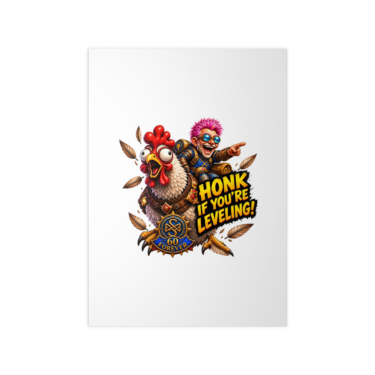 Honk If You're Leveling! Photopaper Poster – Gamer Chicken Art Print
