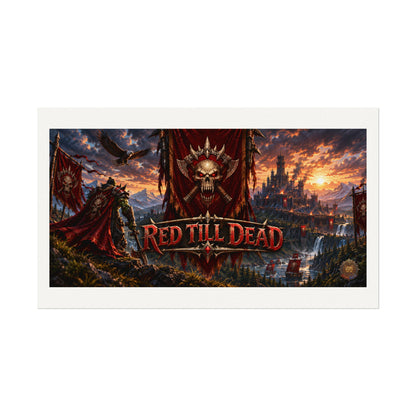Red Till Dead Gothic Skull Poster — Textured Watercolor Matte Print