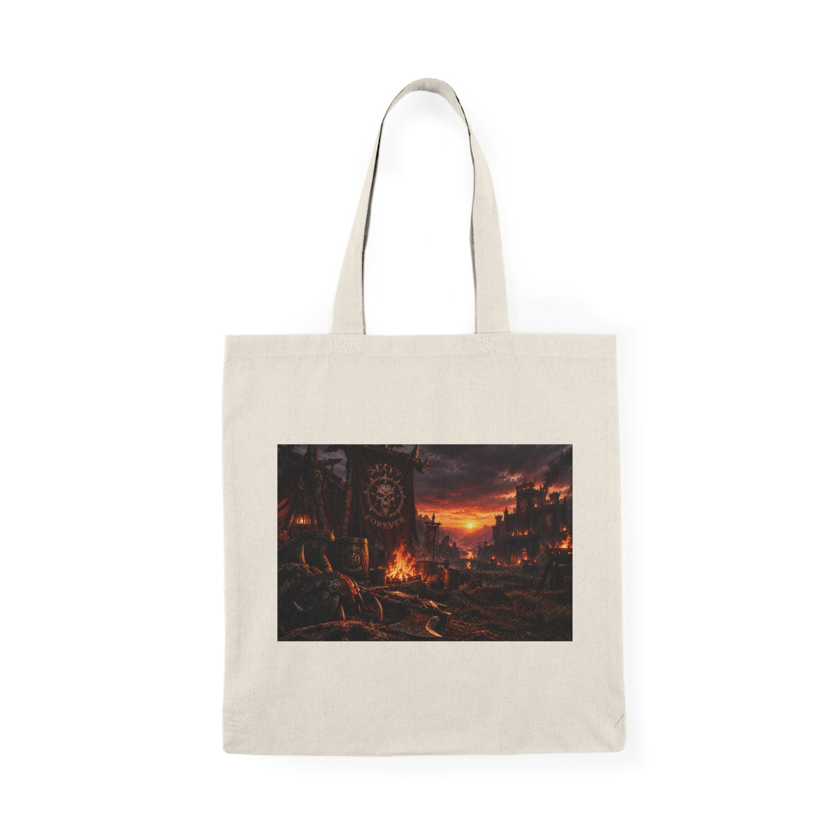 Apocalyptic Cityscape Tote Bag — Dark Fantasy Sunset Art
