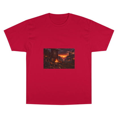 Champion T-Shirt — Dark Fantasy Volcano Landscape Graphic Tee
