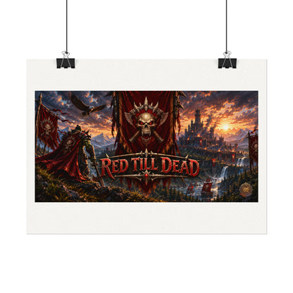 Red Till Dead Gothic Skull Poster — Textured Watercolor Matte Print