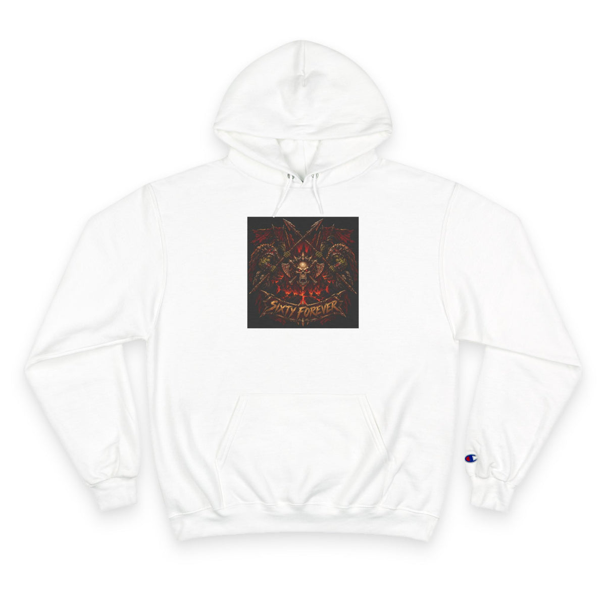 Champion Hoodie — Gothic Floral Skull Graphic Pullover
